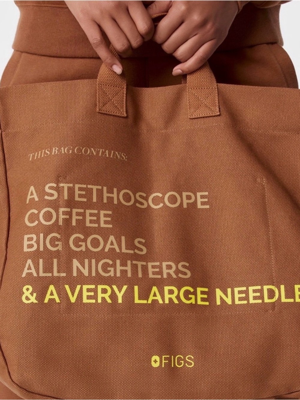 FIGS A Very Large Needle Canvas Tote Bag Spice Cider